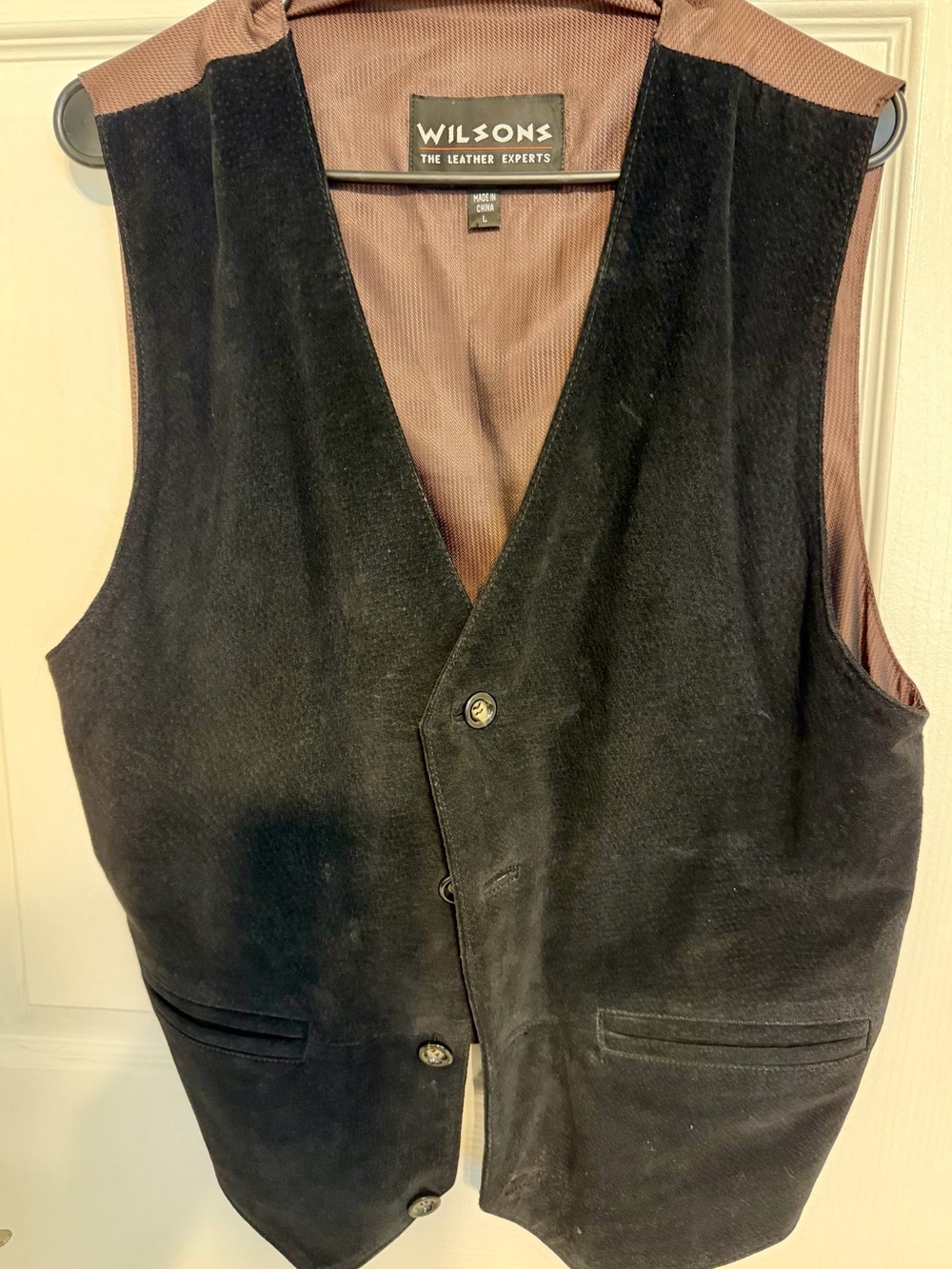 Vintage Wilson’s Suede Black Leather Vest Sz L